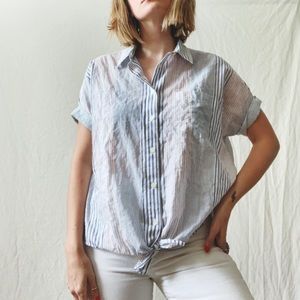 MADEWELL striped courier tie front top